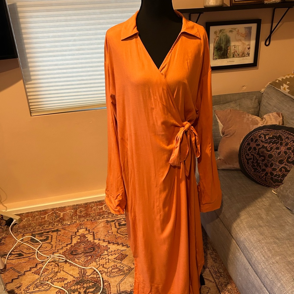 Monki Vibrant Orange Wrap Dress
